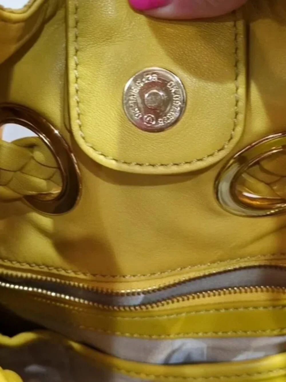 Michael Kors Astor Grommet Hobo Mustard Yellow Leather Large Shoulder Bag EUC - Picture 6 of 9